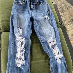 High waisted, ripped, boyfriend jeans